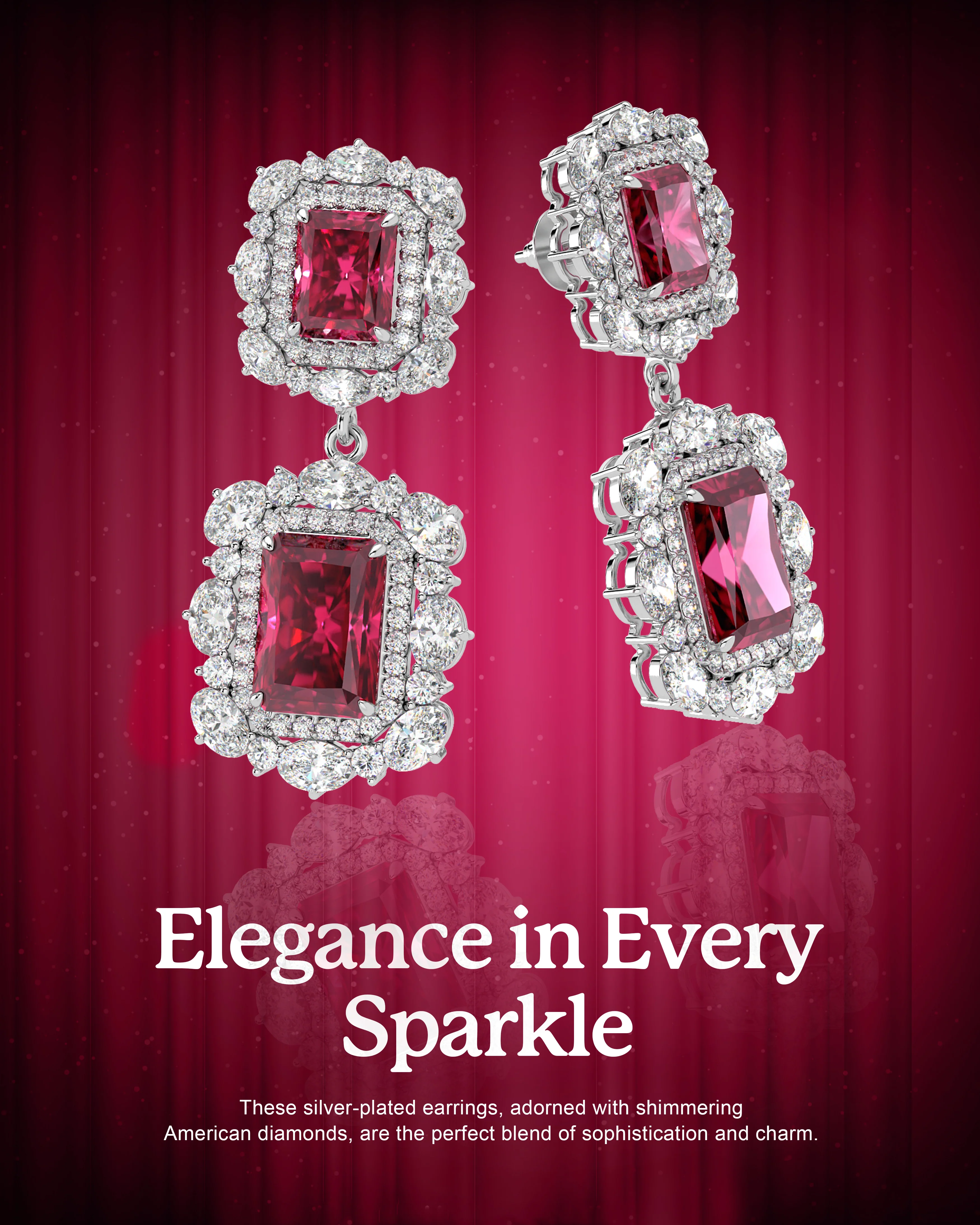 Exquisite Red Ruby Jewellery Set of 3 - Image 4