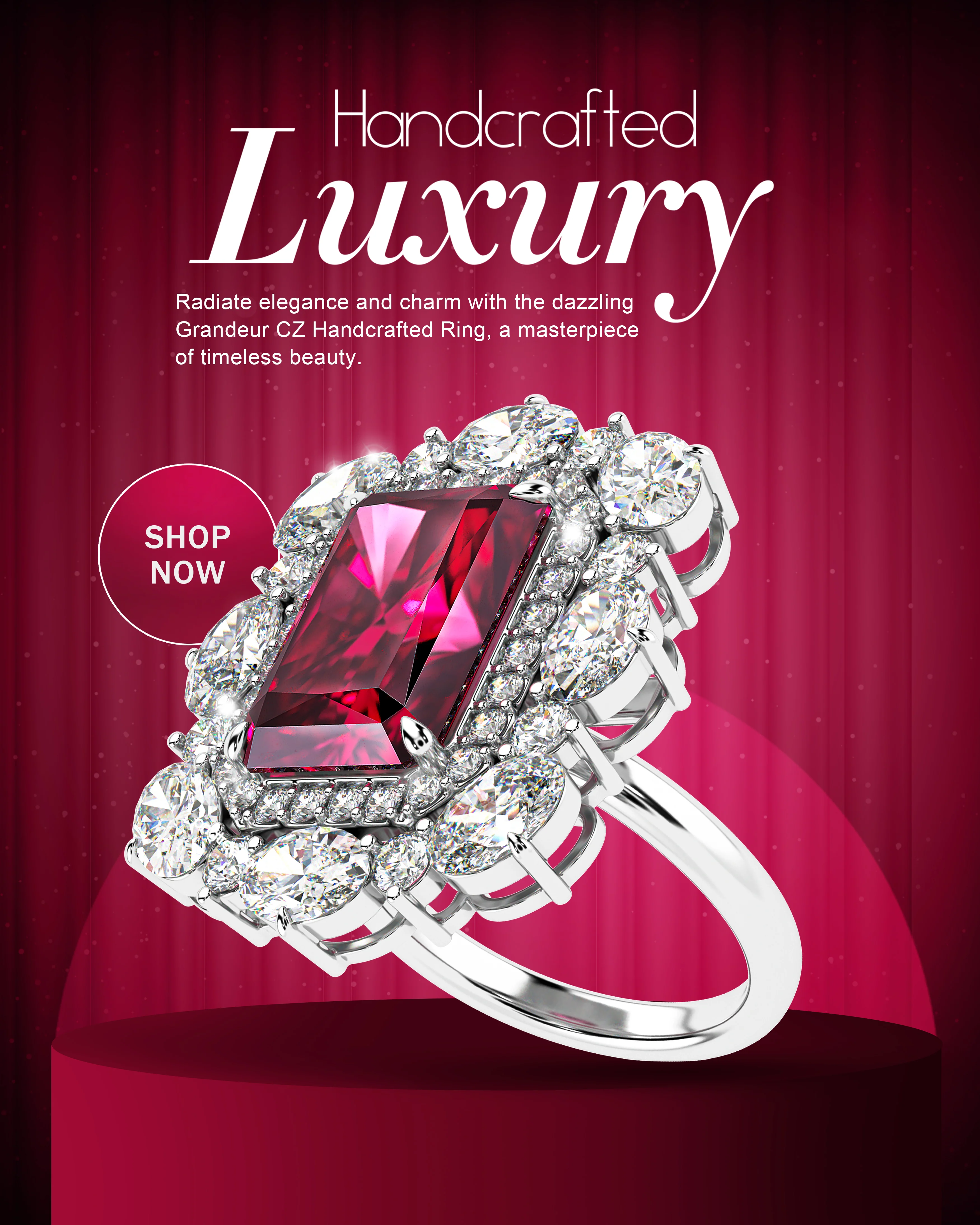 Exquisite Red Ruby Jewellery Set of 3 - Image 5