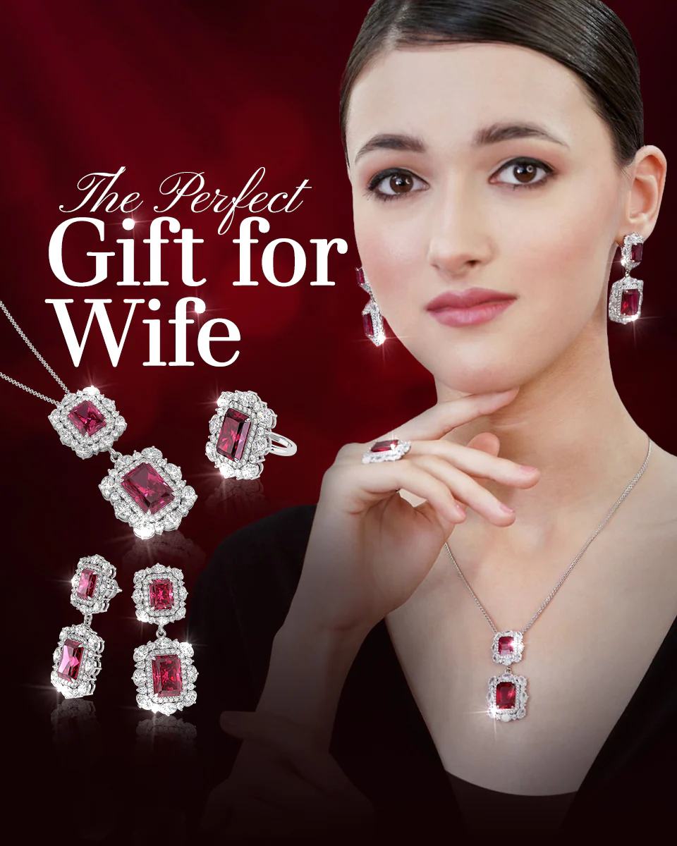 Exquisite Red Ruby Jewellery Set of 3 - Image 7